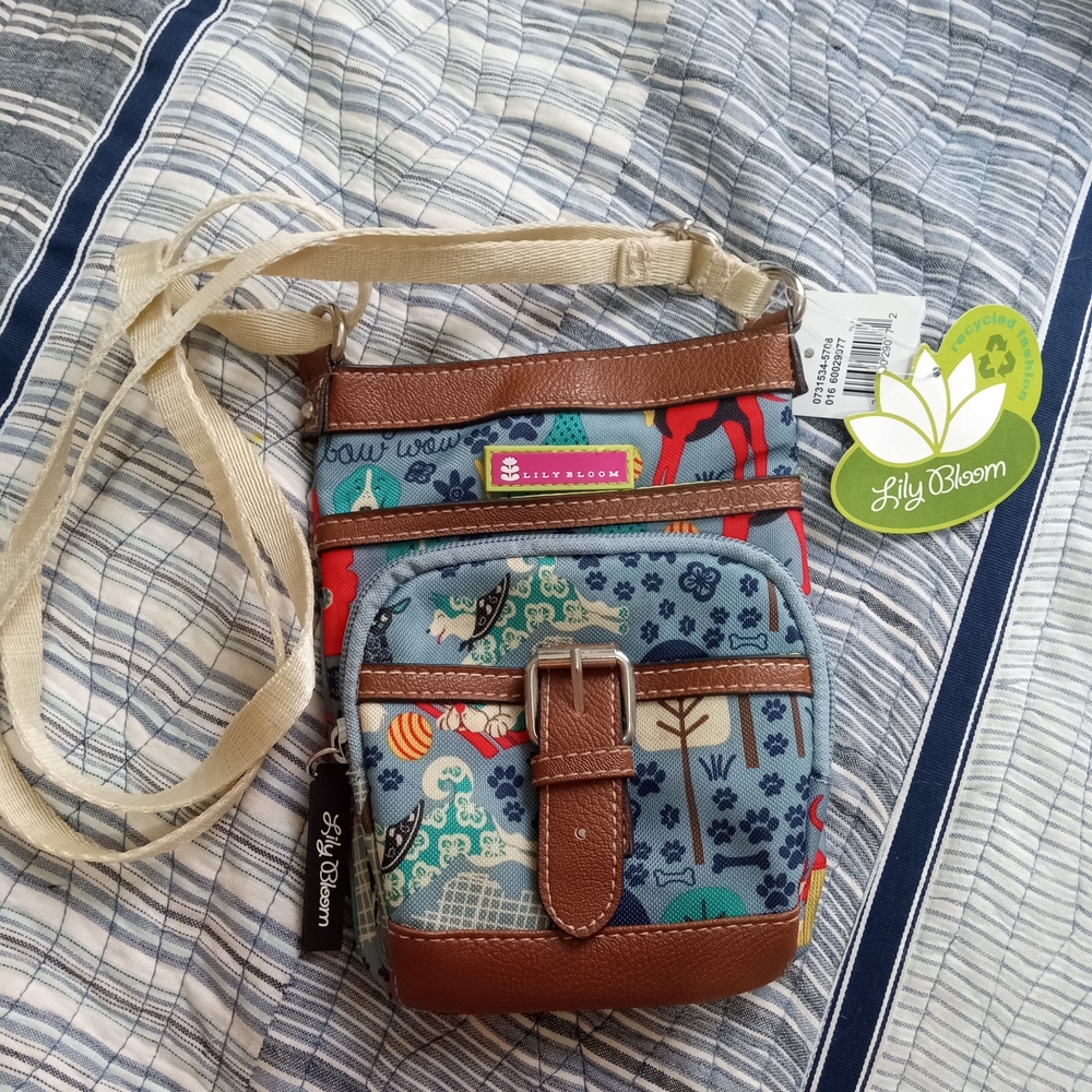 Lily Bloom Blue and Brown Crossbody Bag